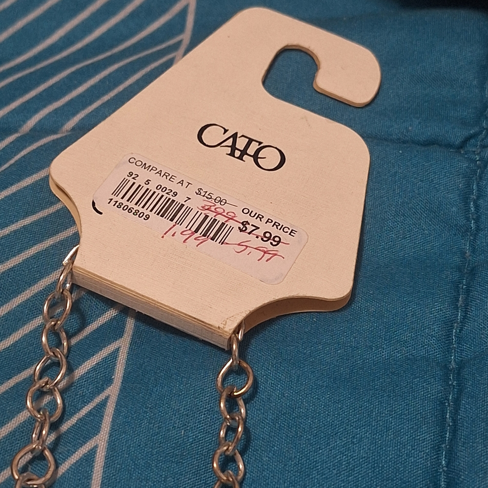 Chico's Blue Mother Of Pearl Circular Link Chain Necklace - Picture 4 of 7